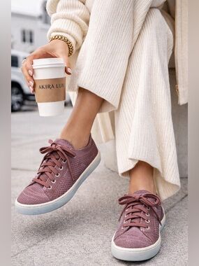 L.L. Bean Eco Bay Knit Sneakers Lace-Up Casual Shoes Mauve Pink Women’s 11